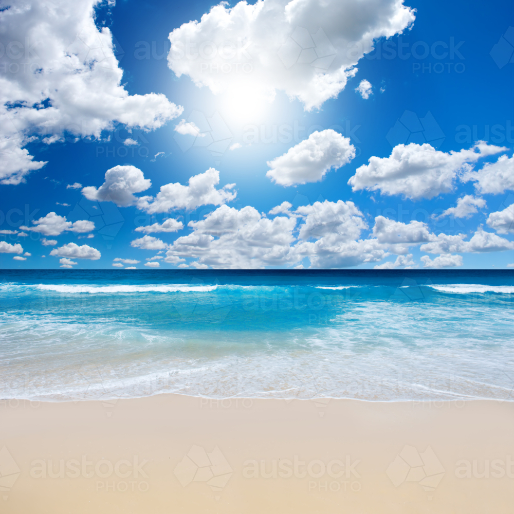 pristine beach in NSW with clean sand and turquoise waters - Australian Stock Image