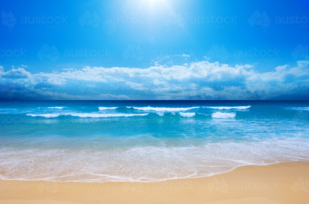 pristine beach in NSW with clean sand and turquoise waters - Australian Stock Image
