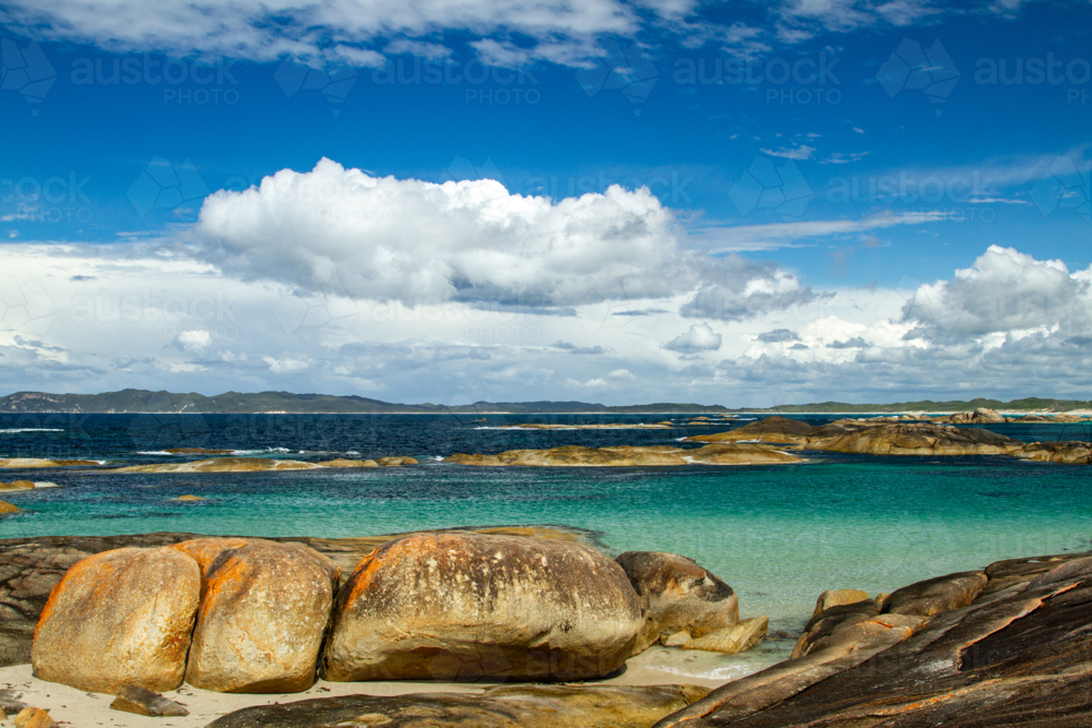 Pristine turquoise green water at Greens Pool, Denmark, Western Australia - Australian Stock Image