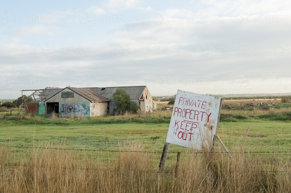 Private Property KEEP OUT sign - Australian Stock Image
