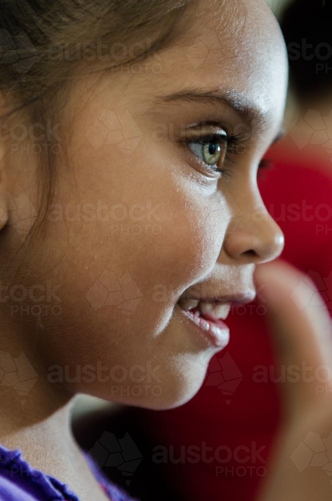 Profile of a Little Aboriginal Girl - Australian Stock Image