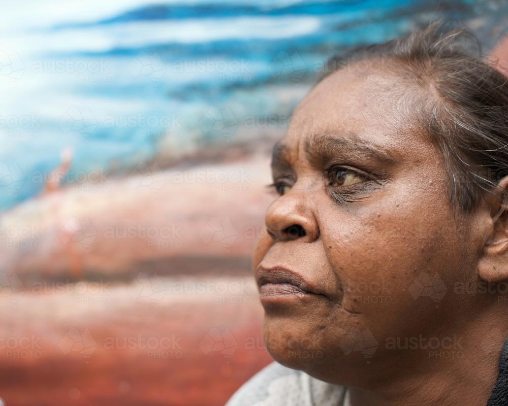 Profile of an Indigenous Australian Woman - Australian Stock Image