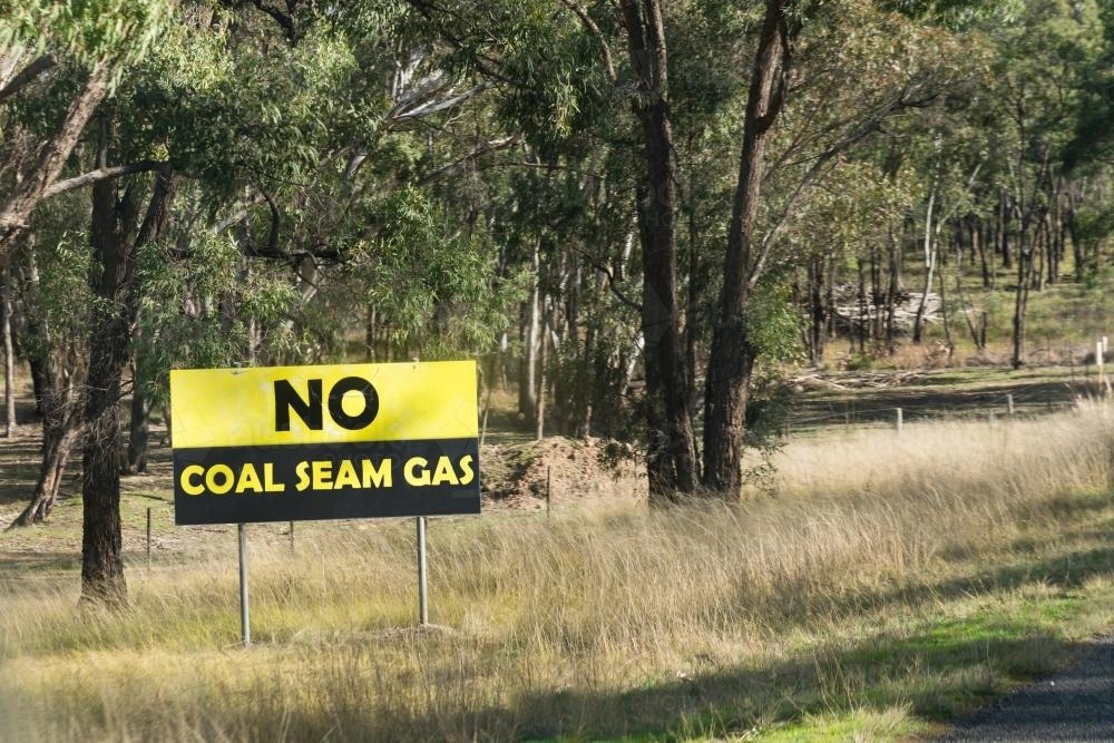 Protest sign against CSG in rural NSW - Australian Stock Image