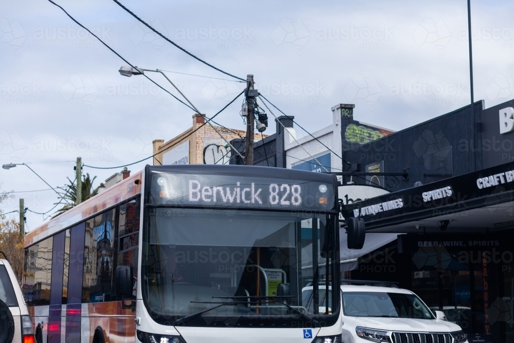 Public transport Bus to Melbourne suburb of Berwick - Australian Stock Image