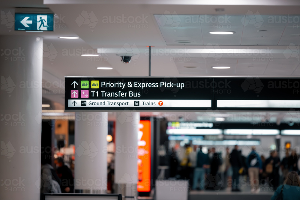 Public transport signage at Sydney Airport - Australian Stock Image