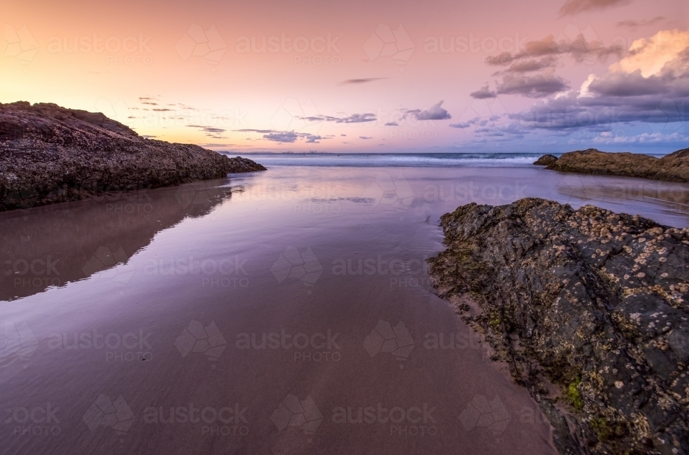 Purple sunset over the ocean - Australian Stock Image
