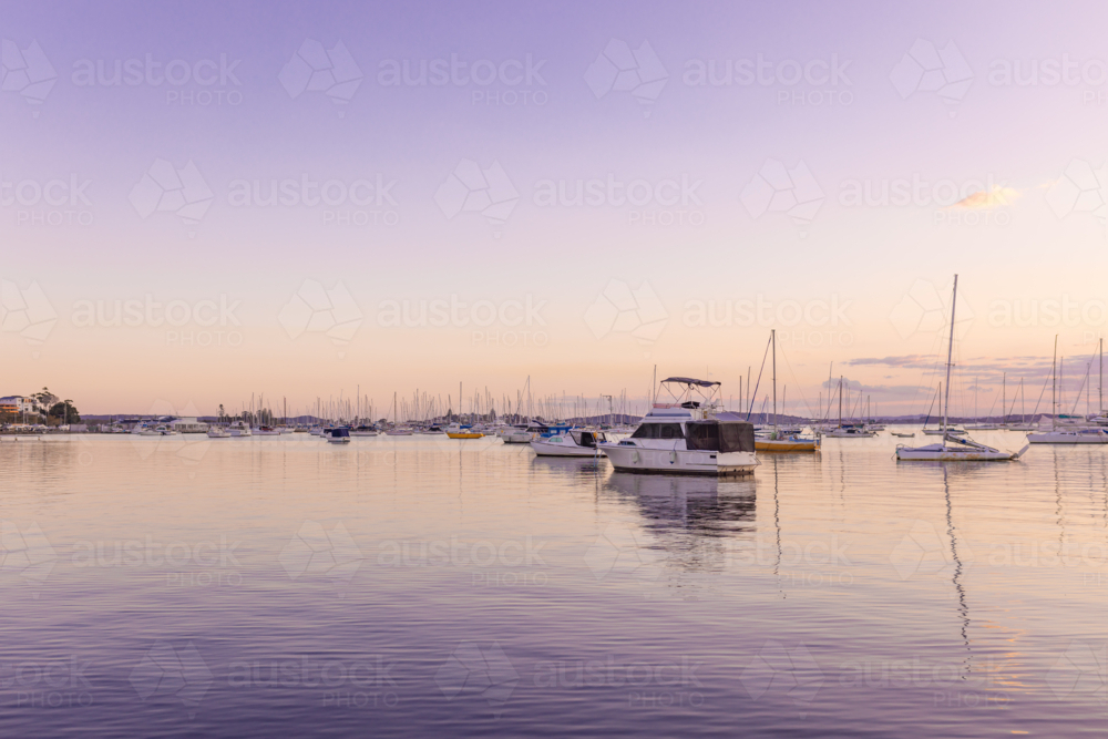 Purple sunset sky at Lake Macquarie - Australian Stock Image