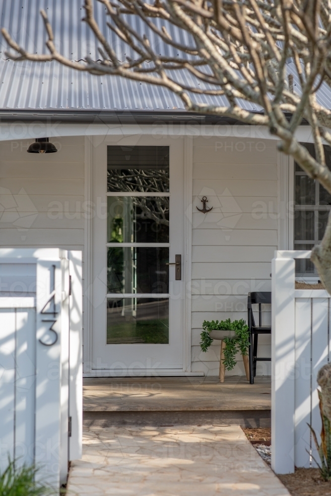 Quaint White Cottage Entrance - Australian Stock Image
