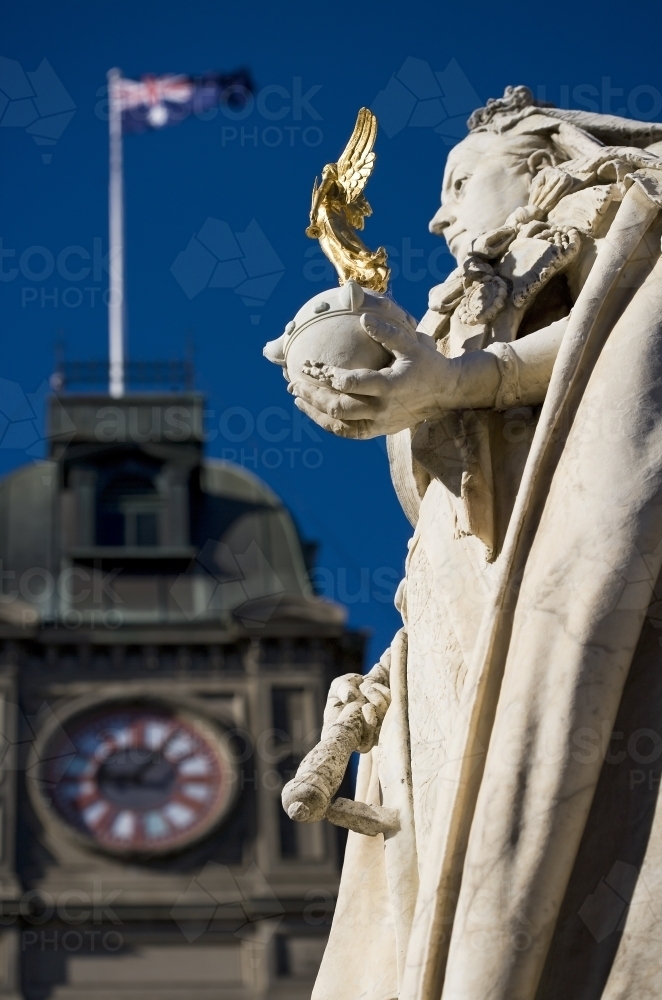 Queen victoria Statue and town hall - Australian Stock Image
