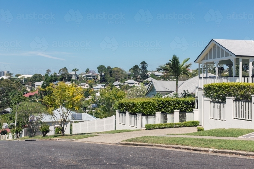 Image of queenslander homes in inner city Brisbane Austockphoto