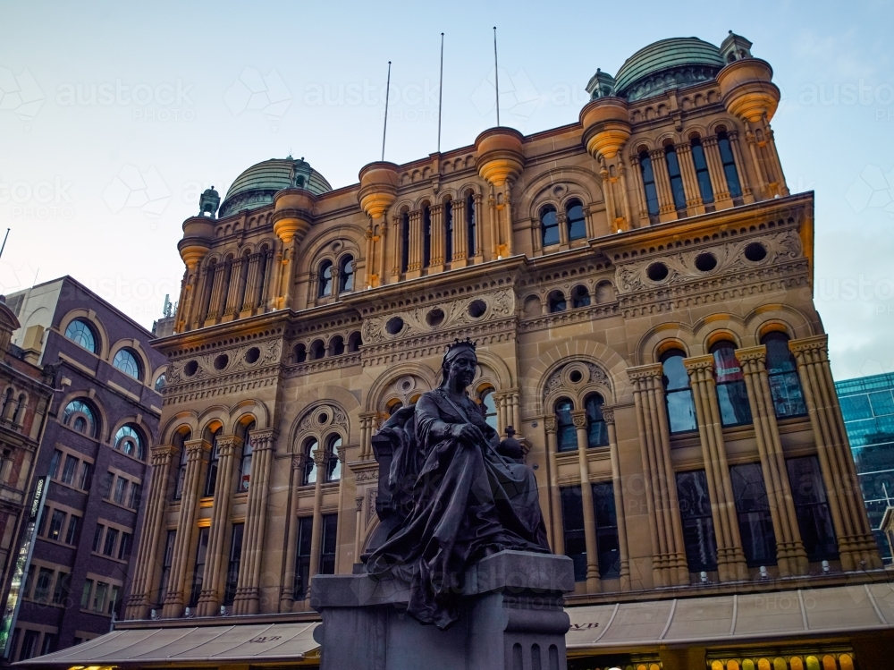 QVB with Queen Victoria Statue in foreground - Australian Stock Image