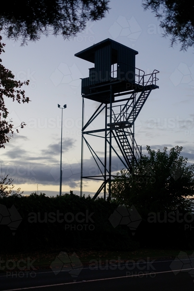 Race course view tower at dusk - Australian Stock Image