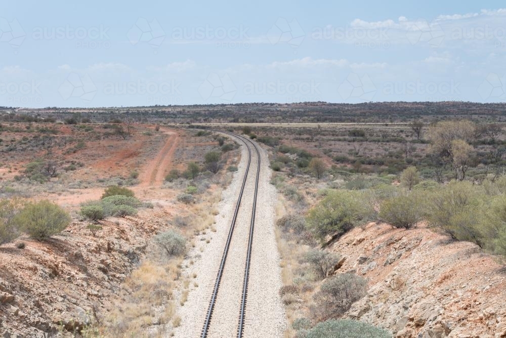 Railway line in remote South Australia - Australian Stock Image