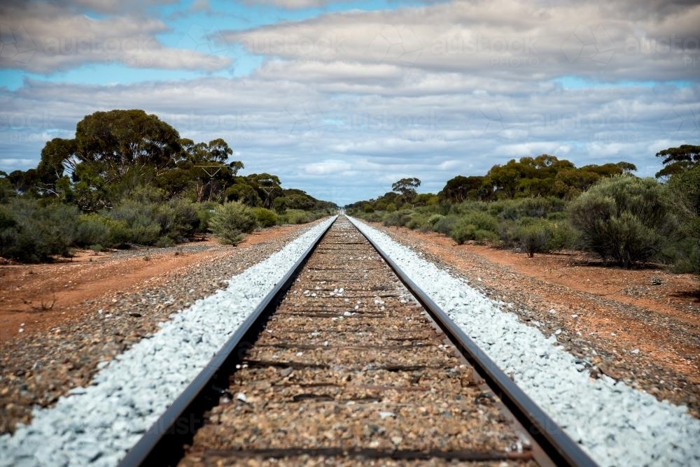 Railway track disappering into distance - Australian Stock Image