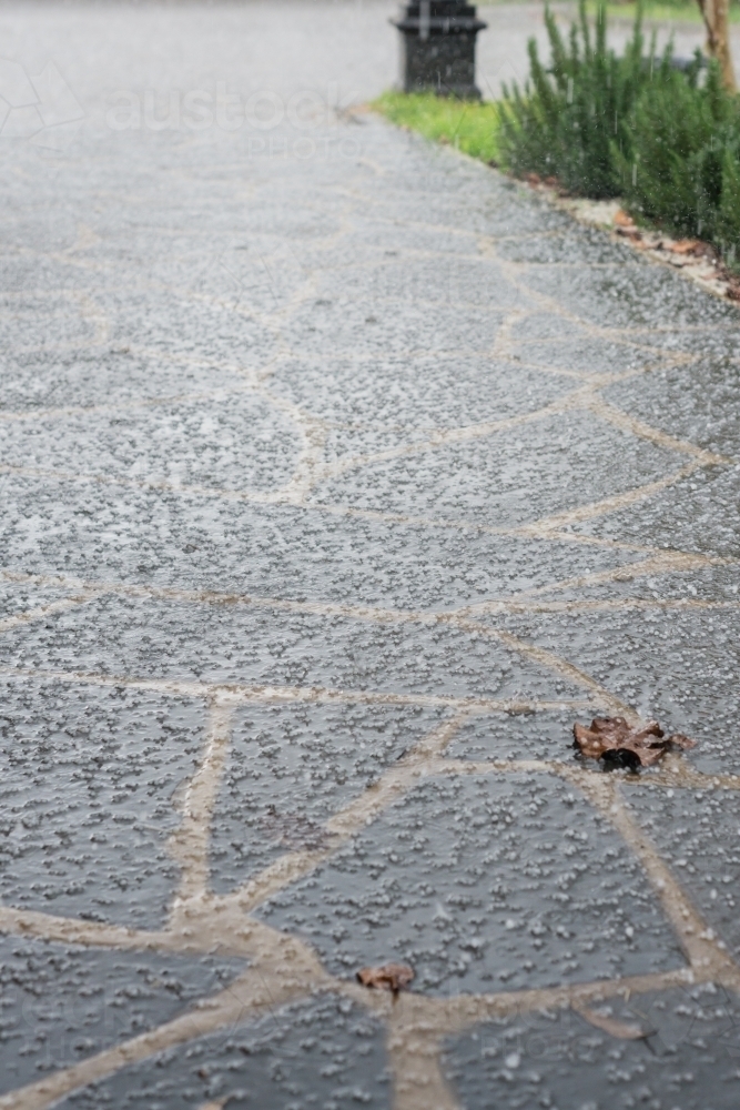 rainy day with hail - Australian Stock Image