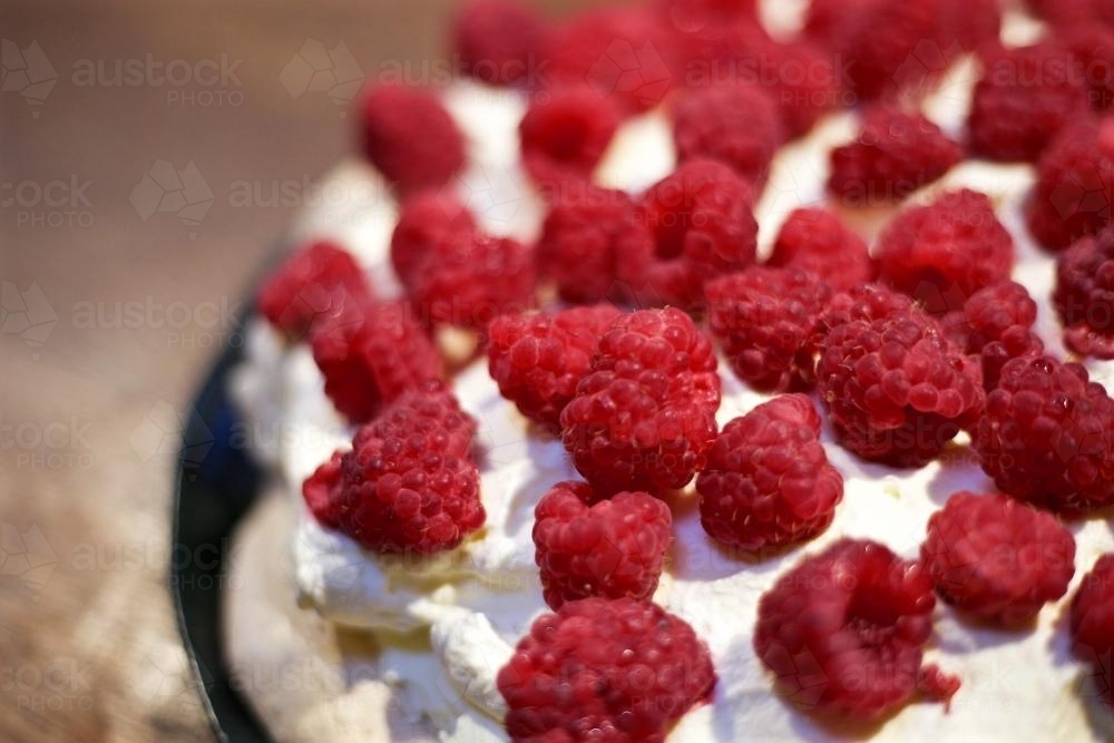 Raspberry pavlova - Australian Stock Image
