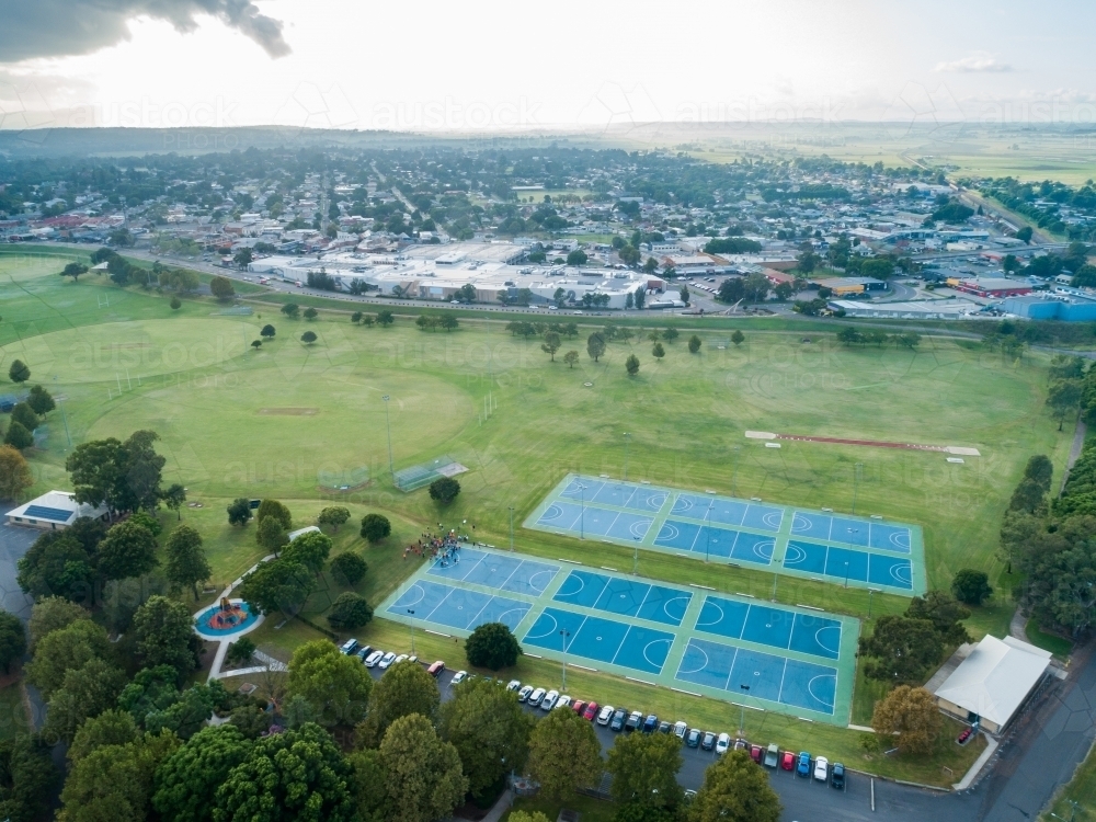 Image of Recreational area with park and netball courts with shopping