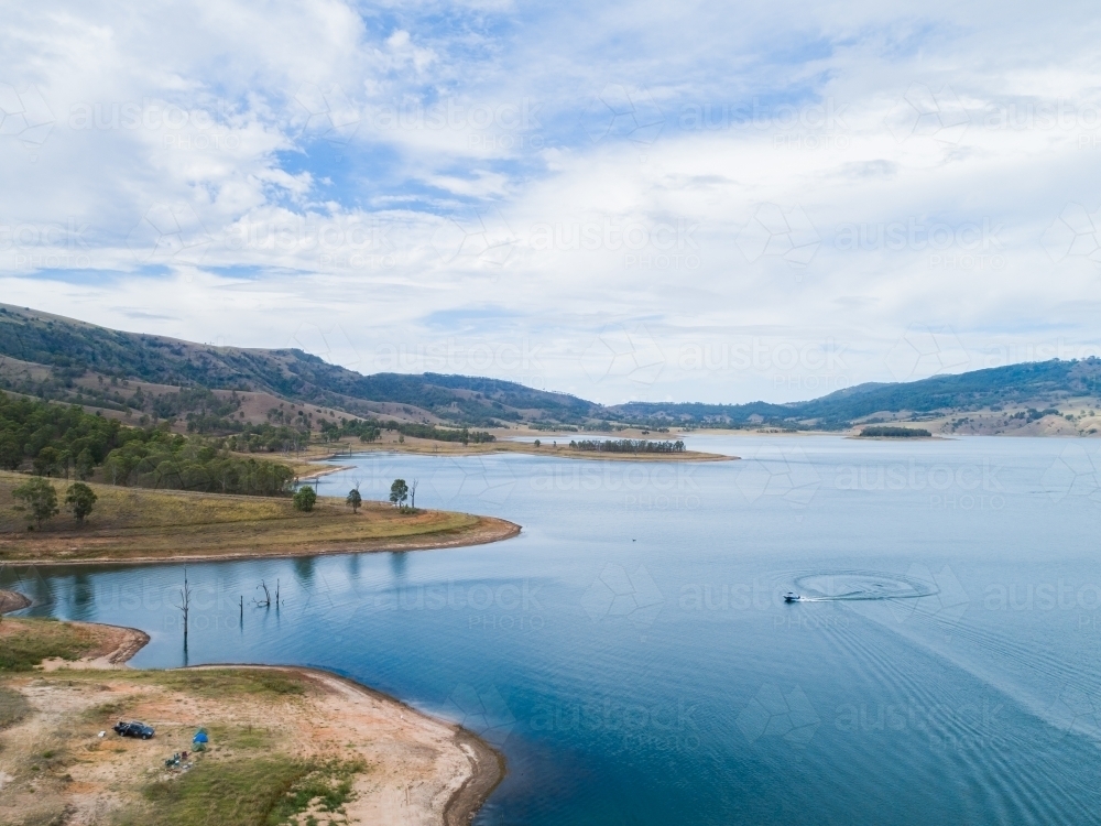 Recreational lake in the Hunter Valley for camping and boating - Australian Stock Image