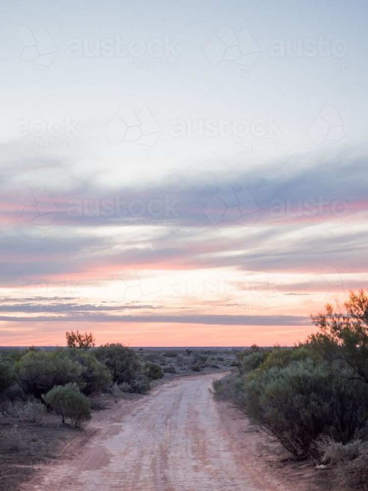 Red Dirt Road at Sunset - Australian Stock Image