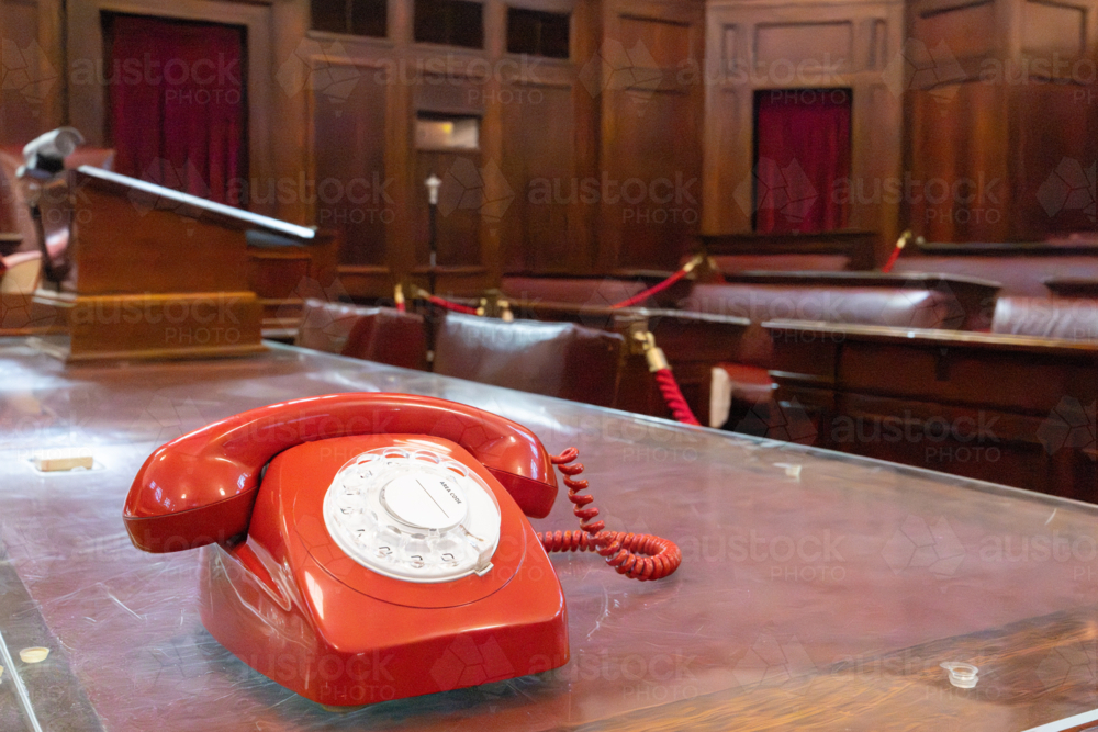red phone in Old Parliament House and Museum of Australian - Australian Stock Image