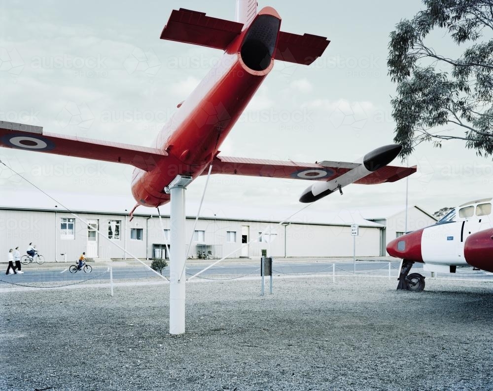 Red RAAF old aircraft on display - Australian Stock Image