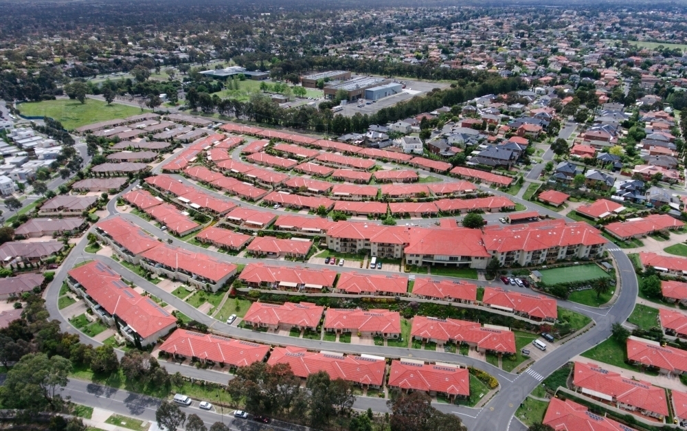 Red-Roofed Estate, University Hill, Victoria - Australian Stock Image