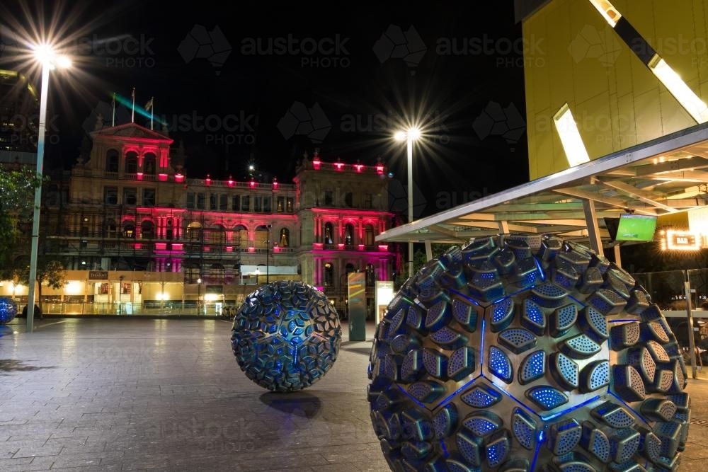 Reddacliff Place & Treasury Casino at Night - Australian Stock Image