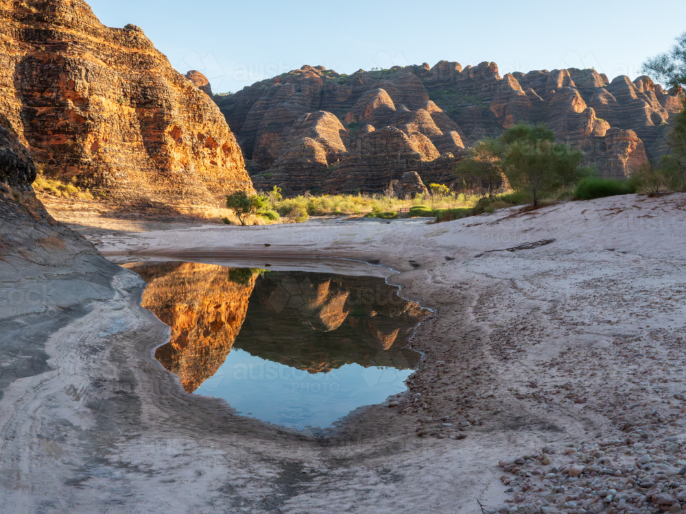 Reflections of the Bungle-Bungles in water, Purnululu National Park - Australian Stock Image