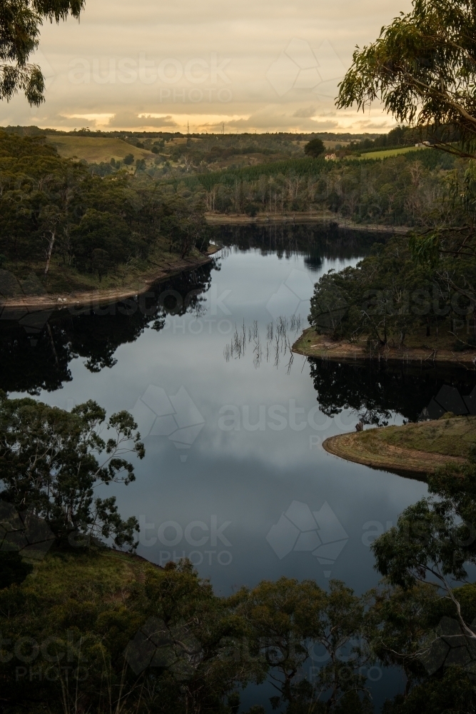 Reflections on the Lal Lal Reservoir - Australian Stock Image