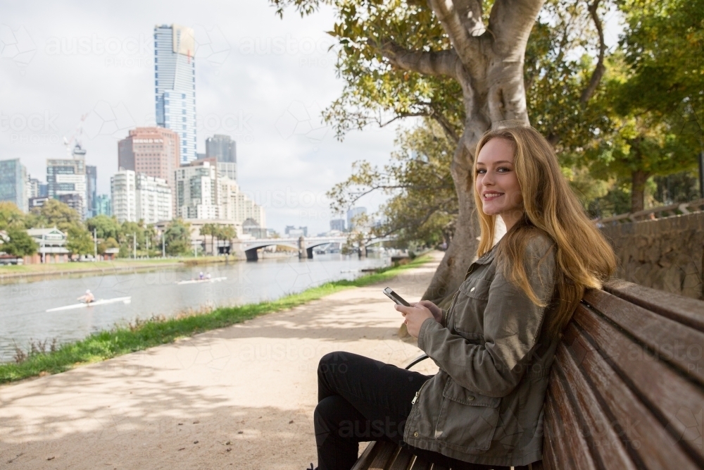 Relaxing by the Yarra River - Australian Stock Image