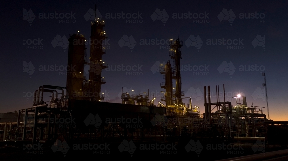 Remote gas plant at sunset - Australian Stock Image