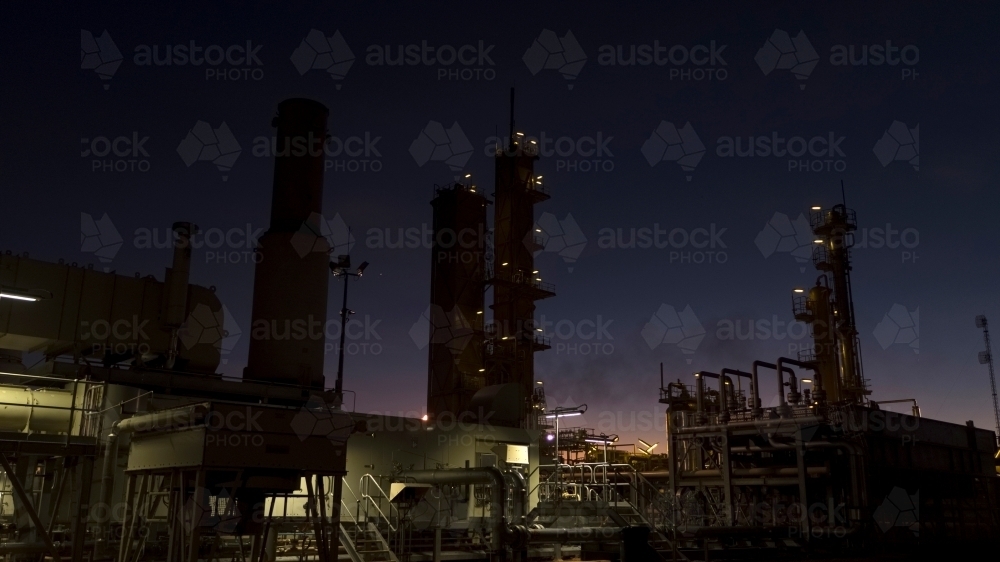 Remote gas plant at sunset - Australian Stock Image