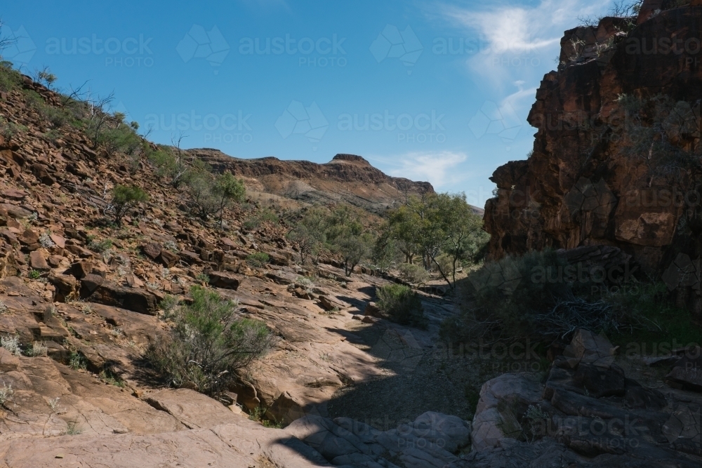 Remote rocky landscape in Flinders Ranges - Australian Stock Image