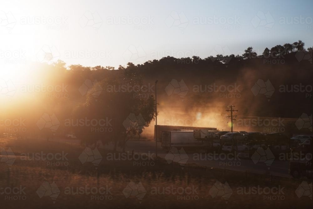 Remote Truck Stop Carpark - Australian Stock Image