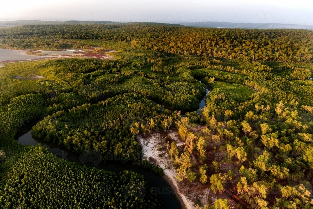 Remote wilderness northern Australia, watercourse and forest - Australian Stock Image