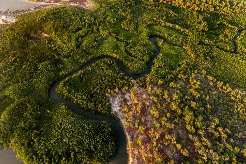 Remote wilderness northern Australia, watercourse and forest - Australian Stock Image