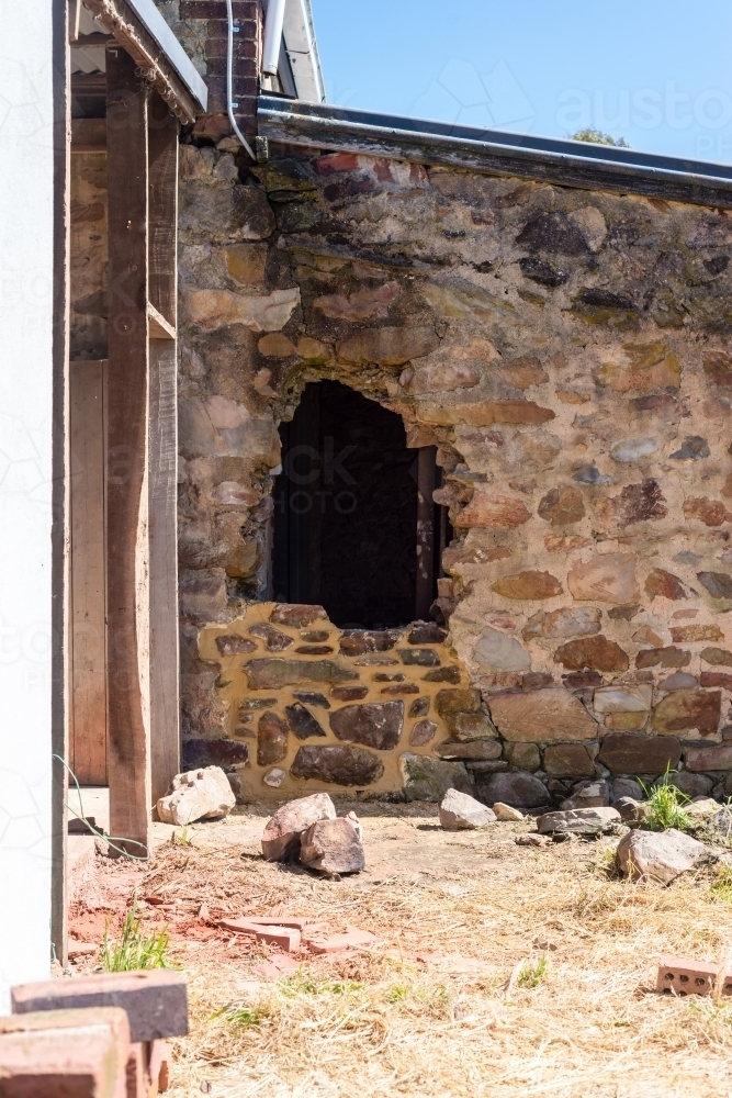 Image of renovation in progress, old building restoration - Austockphoto