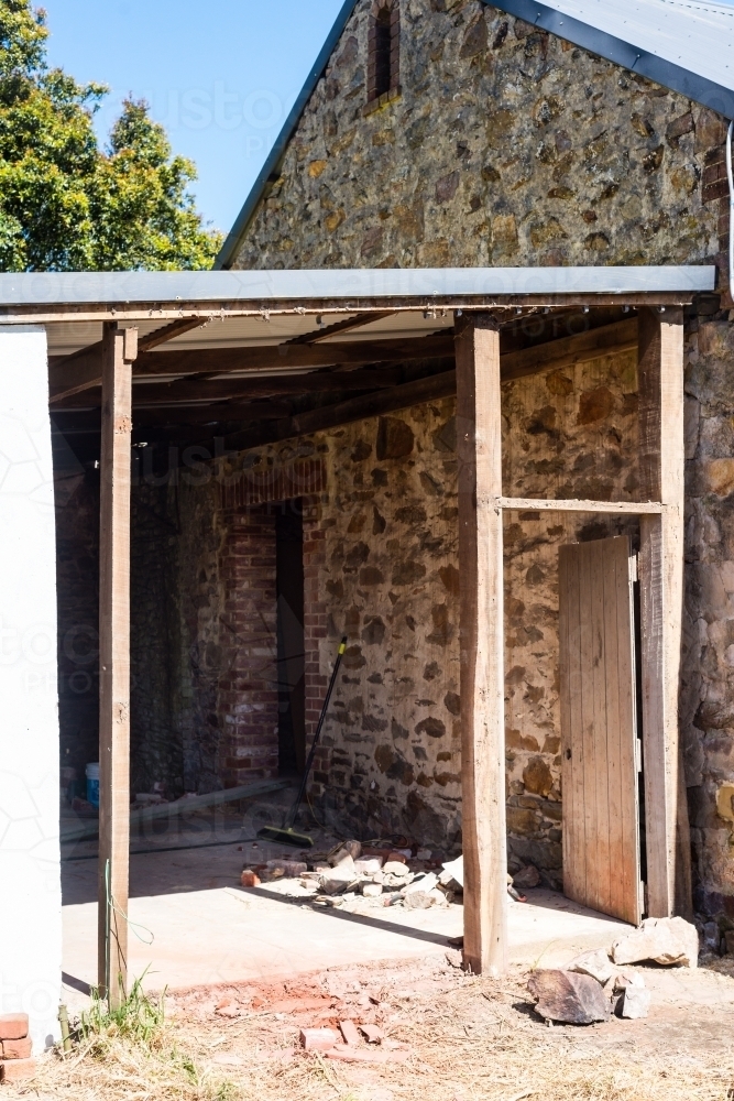 renovation in progress, old building restoration - Australian Stock Image
