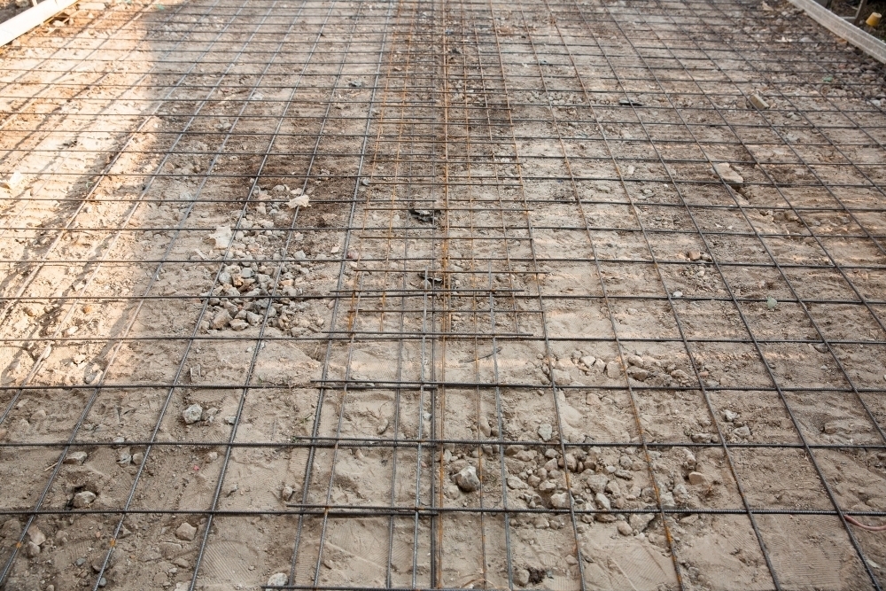 Driveway Formwork Image of reo and formwork for a new driveway pour - Austockphoto