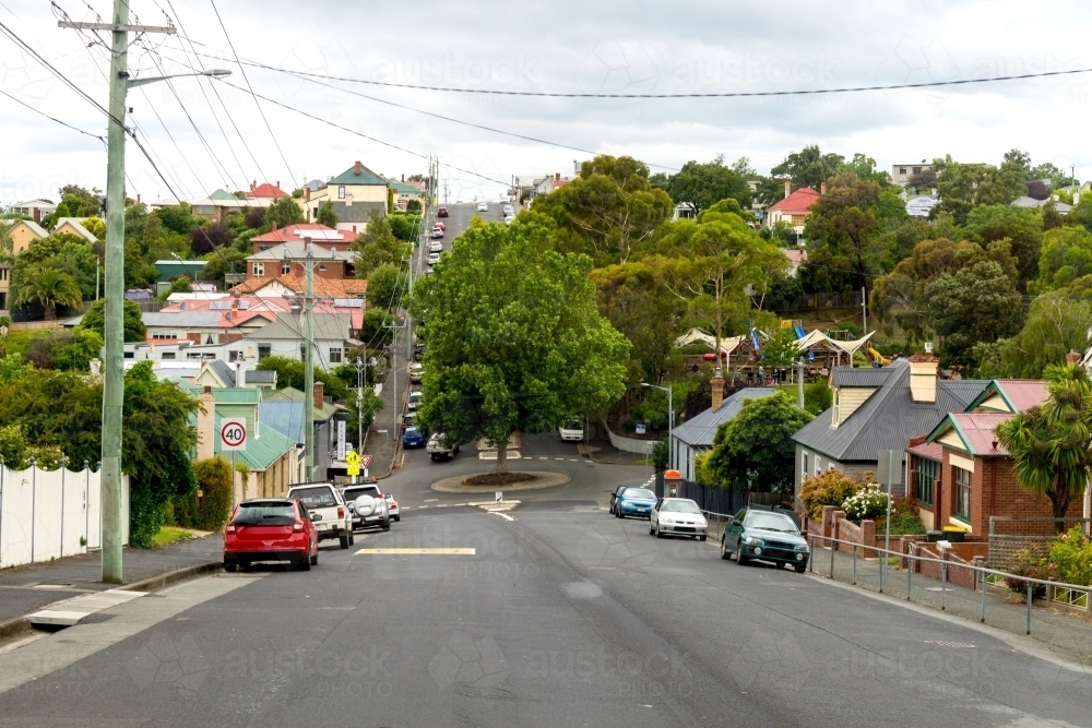 residential street in Hobart - Australian Stock Image