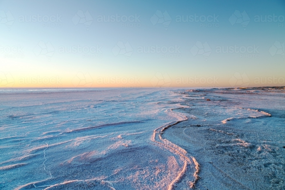 ridges in salt on dry lake - Australian Stock Image