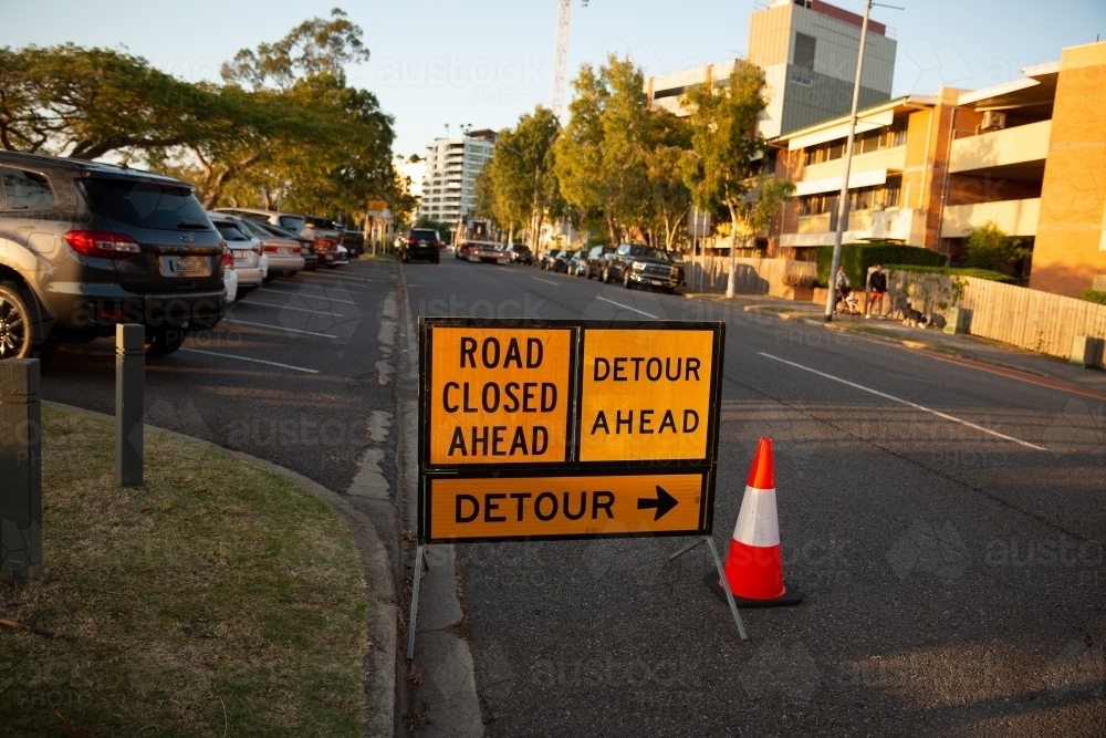 road closed due to construction - Australian Stock Image