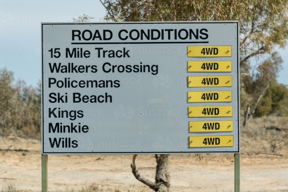 Road Conditions sign - Australian Stock Image