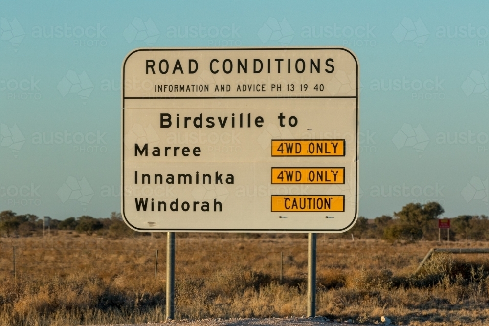 Road conditions sign - Australian Stock Image