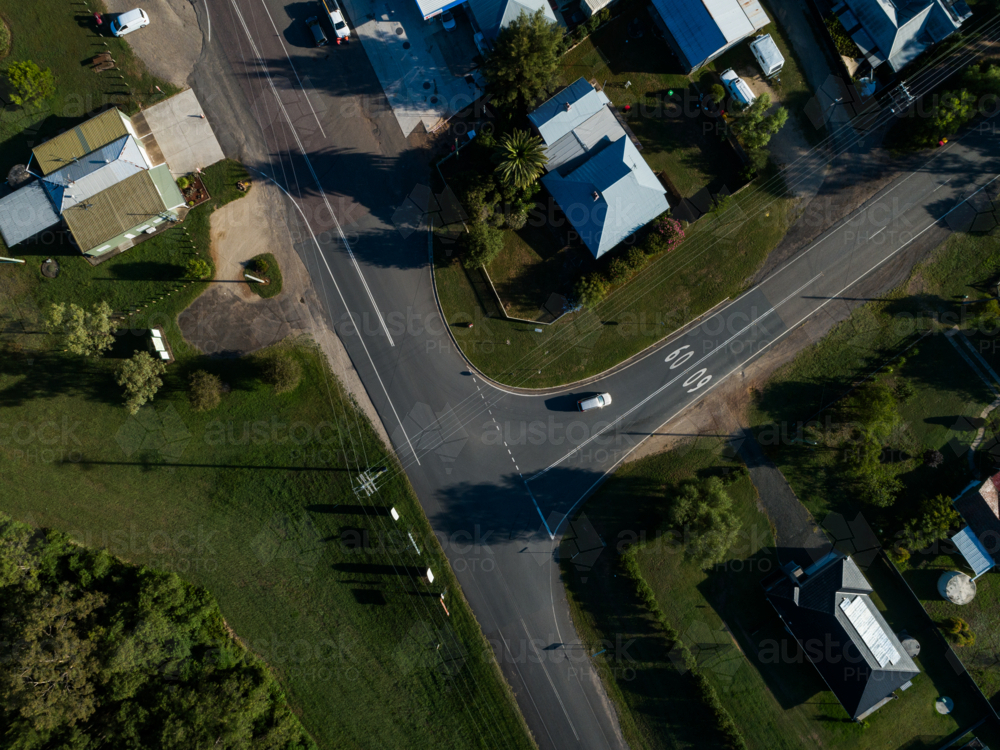 Road intersection in small rural village of Broke - Australian Stock Image