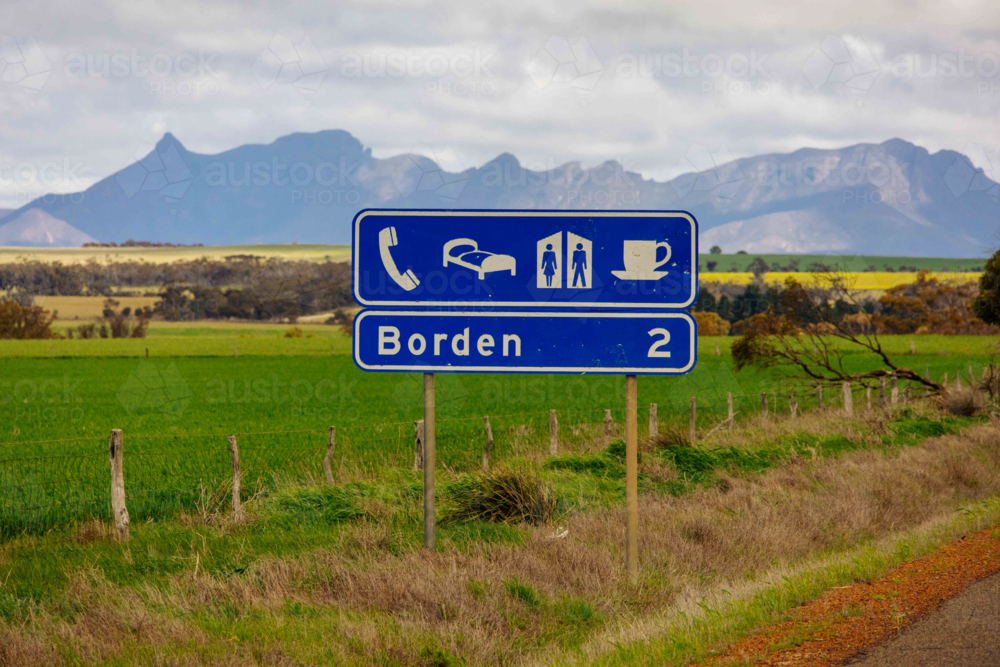 Road sign for great southern town Borden - Australian Stock Image