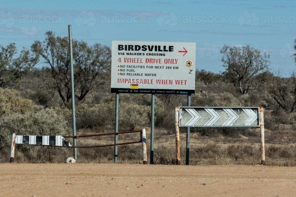 Road sign to Birdsville - Australian Stock Image