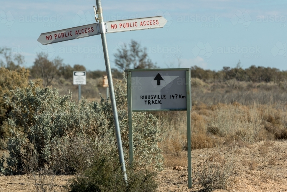 Road signs on rural road - Australian Stock Image