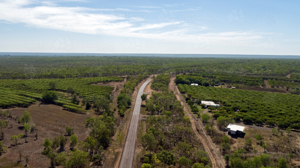 road through Mango farming farm - Australian Stock Image
