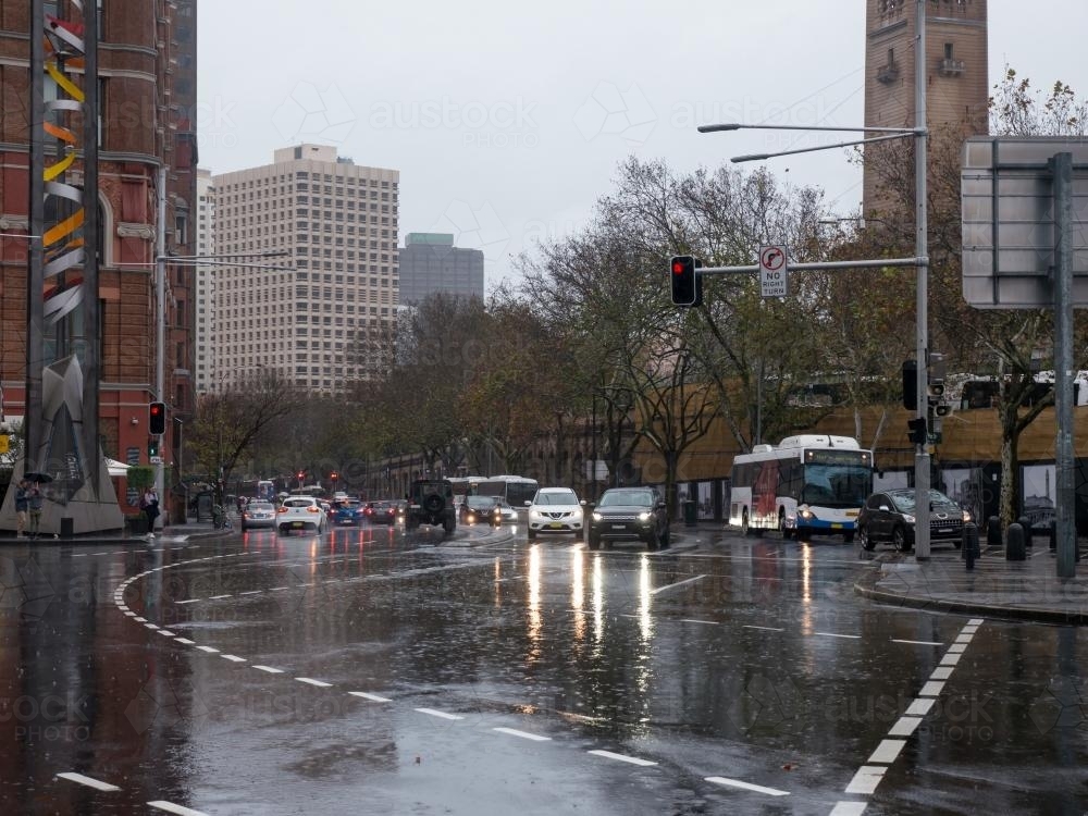 Roads and traffic on a wet day in Sydney - Australian Stock Image